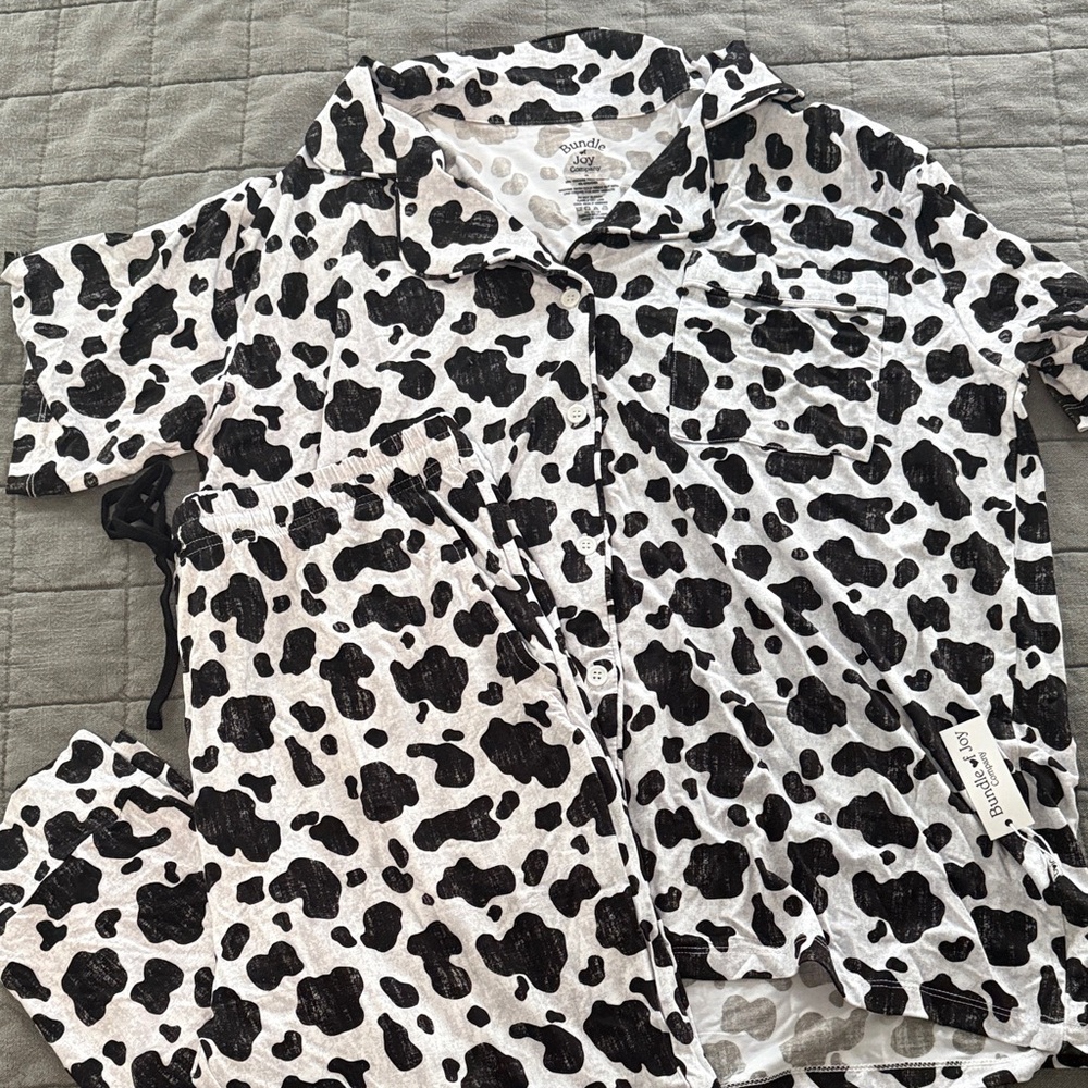 Bundle of Joy Co Mom Formal Jogger BAMBOO Pajama set - cow print